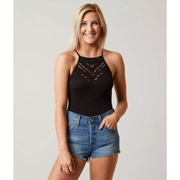 Free People Intimately NWOT Black Solstice Bodysuit Size M/L - Picture 1 of 6